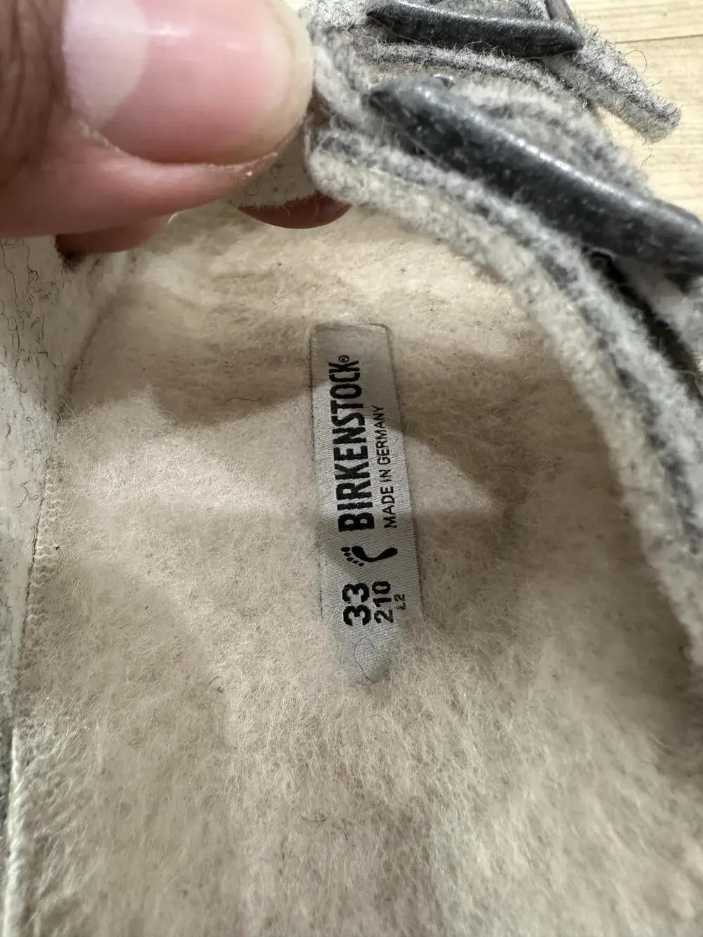 Birkenstock Shoes Kids Size 2.5 Gray Felt Arizona Slide Sandals Fuzzy Germany